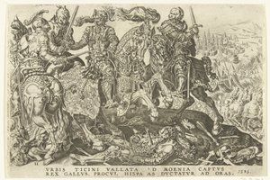 Gevangename van Frans I tijdens de slag van Pavia, 1525 door Dirck Volckertsz. Coornhert (possibly)