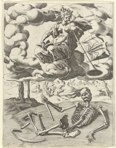 Roem overwint de dood (Triomfen van Petrarca) door Dirck Volckertsz. Coornhert (possibly)