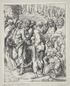 Christus en de vrouw die genezen werd van bloedvloeiing