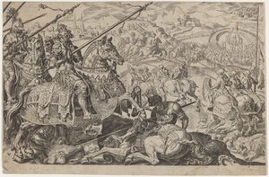 Suleiman de Prachtige Gedwongen het Beleg van Wenen op te Heffen door Dirck Volckertz Coornhert, after Maerten van Heemskerck