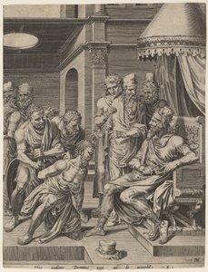 De Onbarmhartige Dienaar voor de Koning Gebracht door Dirck Volckertz Coornhert, after Maerten van Heemskerck