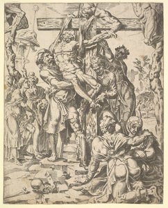 De Kruisafneming, uit De Val en Verlossing van de Mensheid door het Leven en Pa..., 1548