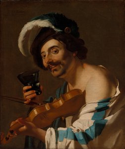 Violenspeler met een wijnglas