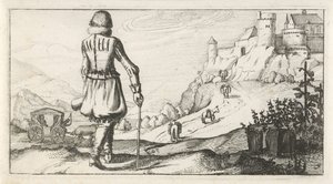 Man in wambuis in een berglandschap door Dirk Eversen Lons