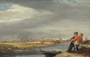 Het Net Binnenhalen, met een Uitzicht op Zwolle door Dirk Hardenstein