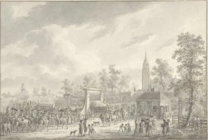 Het vertrek van het garnizoen van Amersfoort in 1790 door Dirk Langendijk (signed by artist)