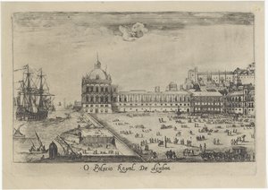 Gezicht op het koninklijk paleis te Lissabon door Dirk Stoop
