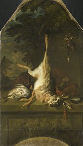 Stilleven met dode haas en patrijzen