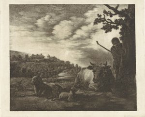Landschap met een herder door Dirk van der Toorn