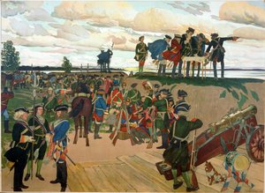 Stichting van de vesting Sint-Petersburg door Peter de Grote (1672-1725) in de 18e eeuw