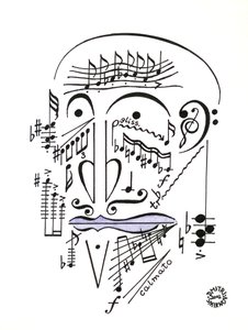 Dr. Musicus - een gezicht getekend met muzieknotatie