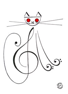 Muzikale kat - een kat getekend met muzieknotatie