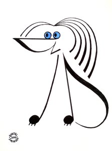 Muzikale hond - een hond getekend met behulp van muzieknotatie