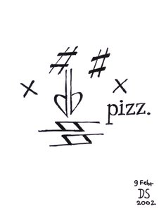Pizzicato-gezicht - een gezicht getekend met muzieknotatie door Dmitri Smirnov