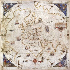 Portolaan Kaart van de Wereld, 1519 door Dolfin Bonaldo