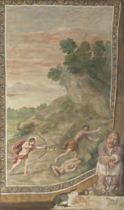 Apollo doodt de Cycloop Fresco uit Villa Aldobrandini, 1617-1618 door Domenichino