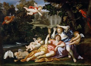 Rinaldo presenteert Armida een spiegel door Domenichino