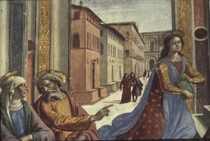 De Maagd Maria in de Tempel (detail) door Domenico Ghirlandaio