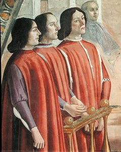 Leden van de Sassetti-familie, uit een scène uit een cyclus van het Leven van St. Franciscus van Assisi, 1486 (detail) door Domenico Ghirlandaio