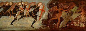 St. Michael en de engelen in oorlog met de duivel door Domenico Ghirlandaio