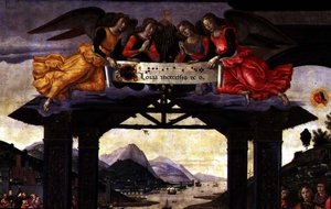 De aanbidding der wijzen, 1488 (tempera op paneel) (detail) door Domenico Ghirlandaio