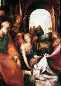 De geboorte van Christus (detail) door Domenico Beccafumi