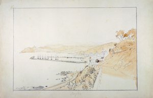 Porto Maurizio gezien vanaf Oneglia, ca 1859, door Pasquale Domenico Cambiaso