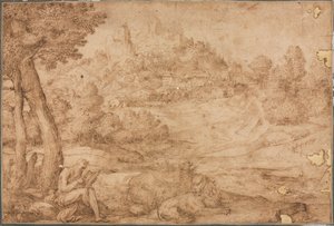 Sint Hiëronymus in een Landschap