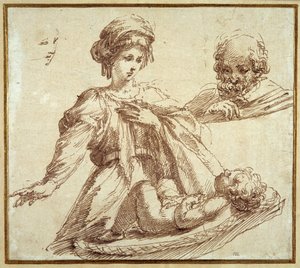 De Heilige Familie door Domenico Campagnola