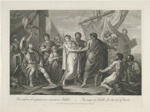 Achilles boos over het verlies van Briseïs door Domenico Cunego