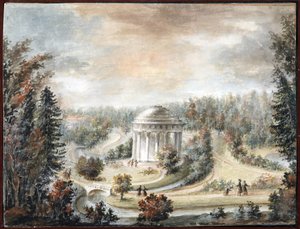 Zicht op de Vriendschapstempel in Pavlovsk door Domenico Felice Lamoni