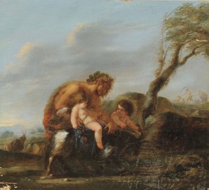 Satyr met twee cherubijnen