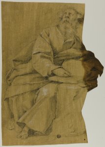 Evangelist schrijft aan bureau door Domenico Fiasella