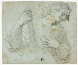 Staande jongeman in profiel naar rechts, met staf door Domenico Fiasella