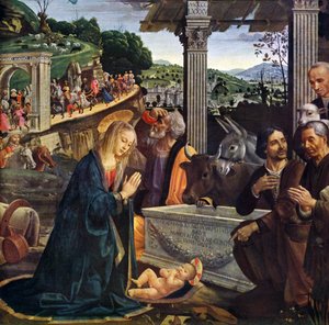 Aanbidding van de herders door Domenico Ghirlandaio