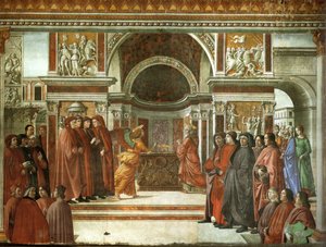 Verschijning van de engel aan Zacharias door Domenico Ghirlandaio