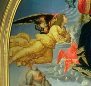 Christus in Glorie met St. Benedictus, St. Romuald, St. Attinia, St. Grecinia en de schenker, abt Buonvicini (detail)