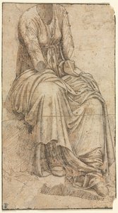 Kopie van een Romeins standbeeld van een zittende vrouw door Domenico Ghirlandaio