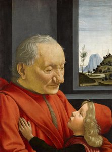 Italiaans: Ritratto di vecchio con nipote Een oude man en zijn kleinzoon door Domenico Ghirlandaio