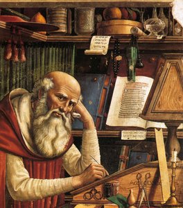Sint Hiëronymus in zijn studeerkamer (detail), 1480