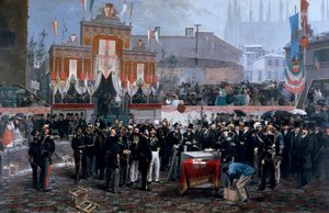 Ceremonie voor het leggen van de eerste steen van de Galleria Victor Emmanuel II in Milaan, 7 maart