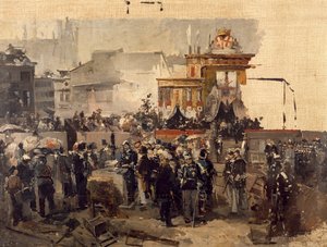 Het leggen van de eerste steen van de Galleria Victor Emmanuel II in Milaan, 7 maart