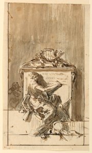 Tekening, Schets voor een monument om aan een muur te bevestigen, ca. 1800