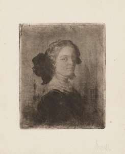 Een jonge vrouw met een strik in haar haar door Domenico Morelli