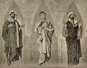 Heiligen Bartholomeus, Jakobus de Mindere en Filippus, cartoons voor mozaïek in de kathedraal van Amalfi door Domenico Morelli