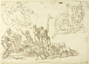 Schetsen van religieuze scènes door Domenico Piola