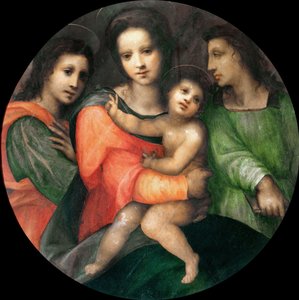 Madonna en Kind met twee engelen door Domenico Puligo