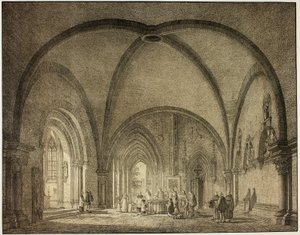 Doopzaal en Kloosters in de Kathedraal van Mainz, uit de Collectie van Gedenkwaardige Middeleeuwse Gebouwen in Duitsland door Domenico Quaglio