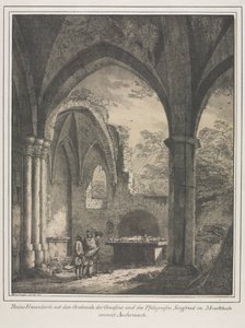 Opmerkelijke Gebouwen uit de Middeleeuwen in Duitsland: Ruïnes van de Kerk van de Maagd met het Graf van Genevieve en Siegfried, Paltsgraaf van de Rijn, in de Moezelvallei bij Andernach door Domenico Quaglio