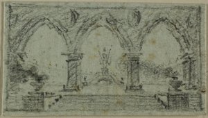 Portiek met gotische bogen door Domenico Quaglio